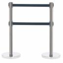 Aarco Form-A-Line (TM) Chrome Finish Crowd Control System with 7 feet Retractable Dual Black Belt