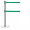 Aarco Form-A-Line (TM) Chrome Finish Crowd Control System with 7 feet Retractable Dual Green Belt