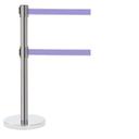 Aarco Form-A-Line (TM) Chrome Finish Crowd Control System with 7 feet Retractable Dual Purple Belt