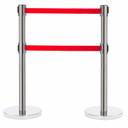 Aarco Form-A-Line (TM) Chrome Finish Crowd Control System with 7 feet Retractable Dual Red Belt