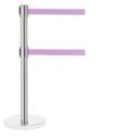 Aarco Form-A-Line (TM) Satin Finish Crowd Control System with 7 feet Retractable Dual Purple Belt