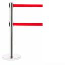 Aarco Form-A-Line (TM) Satin Finish Crowd Control System with 7 feet Retractable Dual Red Belt