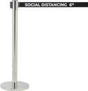 Aarco Form-A-Line (TM) Satin Finish Crowd Control System with Double Sided Printed Social Distancing 6 ft Black Belt