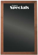 Aarco Deluxe Walnut Stained Solid Oak Framed Black Glass Todays Specials Menu Board, 36 x 24 inch
