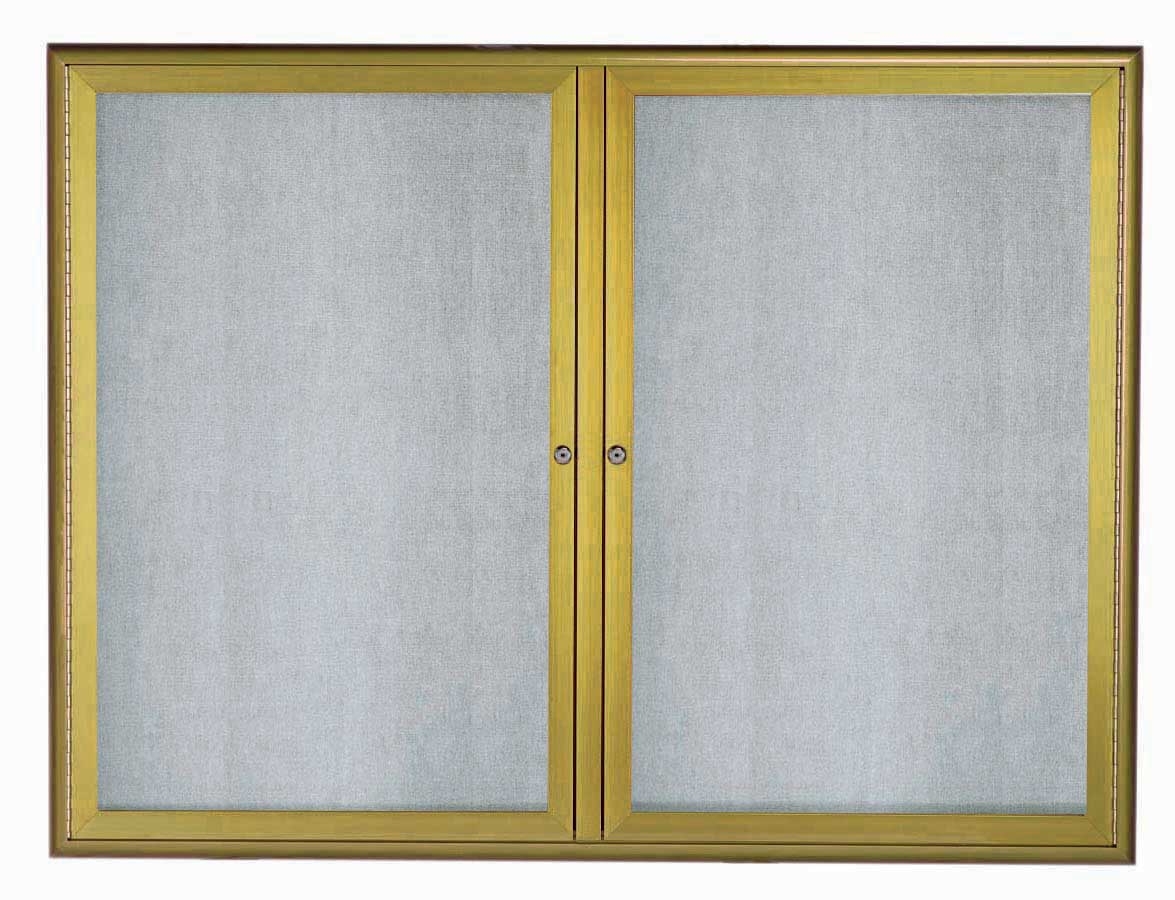 Aarco Indoor/Outdoor Waterfall Series Antique Brass Enclosed Bulletin Board, 36 x 48 inch