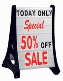 Aarco Black Roll A-Frame (TM) Deluxe Double Sided Sidewalk Sign with Bright White Changeable Letterboard, 42 x 26 1/2 x 24 inch