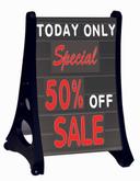 Aarco Roll A-Frame (TM) Deluxe Double Sided Sidewalk Sign with Bright Black Changeable Letterboard, 42 x 26 1/2 x 24 inch
