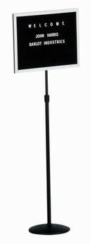 Aarco Clear Satin Anodized Aluminum Frame Single Pedestal Open Face Letter Board, 12 x 18 inch