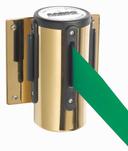 Aarco Form-A-Line (TM) Brass Finish Wall Mounted Crowd Control System with 10 feet Retractable Green Belt