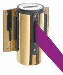 Aarco Form-A-Line (TM) Brass Finish Wall Mounted Crowd Control System with 10 feet Retractable Purple Belt