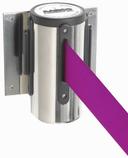 Aarco Form-A-Line (TM) Chrome Finish Wall Mounted Crowd Control System with 10 feet Retractable Purple Belt