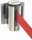 Aarco Form-A-Line (TM) Chrome Finish Wall Mounted Crowd Control System with 10 feet Retractable Red Belt