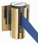 Aarco Form-A-Line (TM) Brass Finish Wall Mounted Crowd Control System with 7 feet Retractable Blue Belt