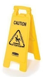 Rubbermaid Multilingual Caution Yellow 2 Sided Floor Sign, 26 Inch -- 6 Per Case