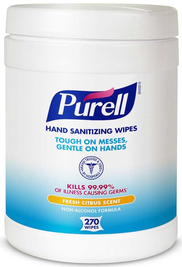 Purell White Sanitizing Wipe, 5.13 x 5.13 x 7 inch - 270 per pack -- 6 packs per case