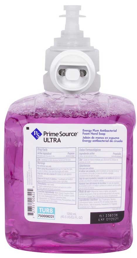 Prime Source Pink Ultra Energy Plum Antibacterial Foam Hand Soap, 1.2 Liter -- 2 per case