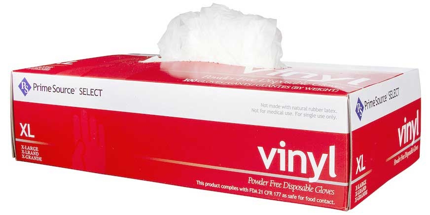 Bunzl Prime Source Extra Large Powder-Free 3 Mil Clear Vinyl Gloves -- 1000 per case