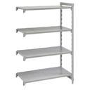 Cambro Camshelving Premium Speckled Gray 4 Solid Shelf Stationary Add On Unit, 18 x 54 x 64 inch