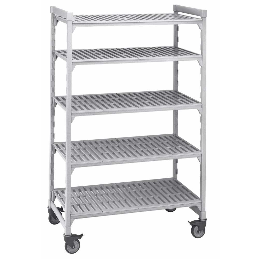 Cambro Camshelving Premium Speckled Gray 5 Vented Shelf Mobile Starter Unit, 18 x 42 x 67 inch