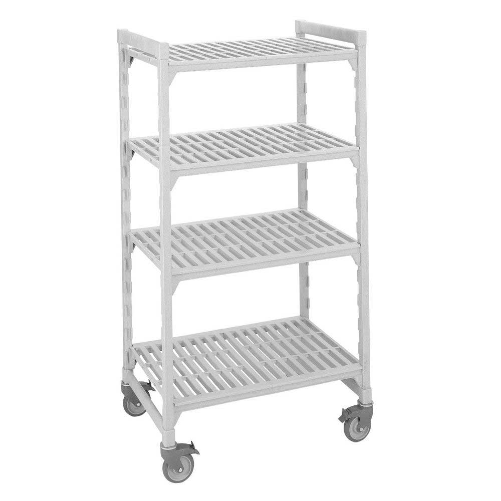 Cambro Camshelving Premium Speckled Gray 4 Vented Shelf Mobile Starter Unit, 21 x 36 x 67 inch