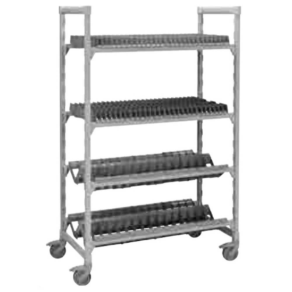 Cambro Camshelving Premium Speckled Gray Multi Purpose Drying And Storage Rack With 2 Vertical Shelves And 2 Angled Shelves, 24 X 36 X 75 Inch