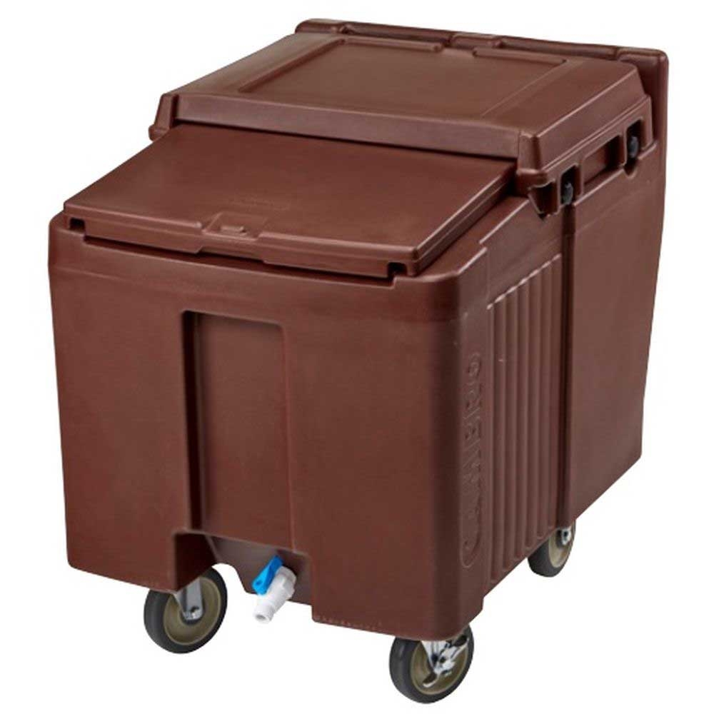 Cambro Slidinglid Dark Brown Standard Height 125 Pound Ice Caddy With Swivel And Fixed Caster, 23 X 31 1?2 X 29 1?4 Inch