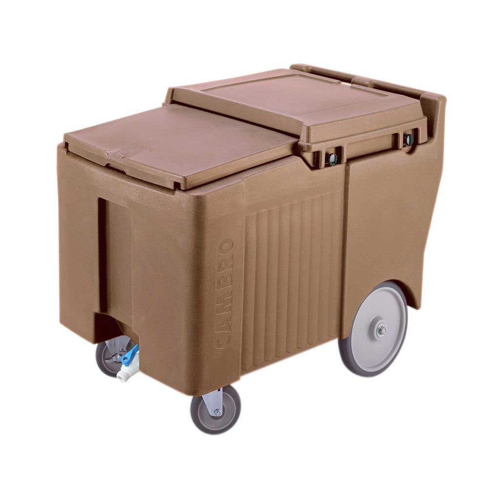 Cambro Slidinglid Coffee Beige Standard Height 125 Pound Ice Caddy With Swivel And Easy Wheel Caster, 23 X 31 1?2 X 29 1?4 Inch