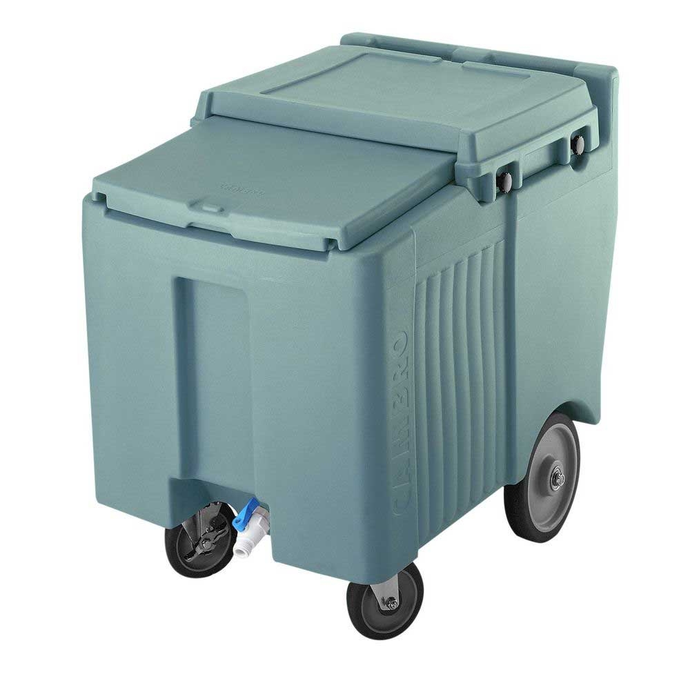 Cambro Slidinglid Slate Blue Standard Height 125 Pound Ice Caddy With Swivel And Easy Wheel Caster, 23 X 31 1?2 X 29 1?4 Inch