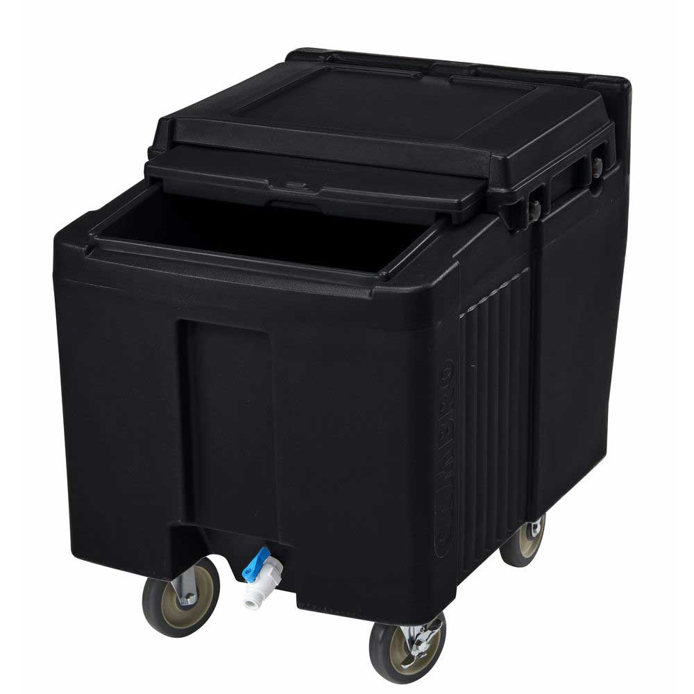 Cambro Slidinglid Black Standard Height 175 Pound Ice Caddy With Swivel And Fixed Caster, 24 X 37 1?2 X 29 1?4 Inch