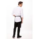 Chef Works Black with White and Red Striped Bib Apron, 34 inch Long x 24 inch Wide