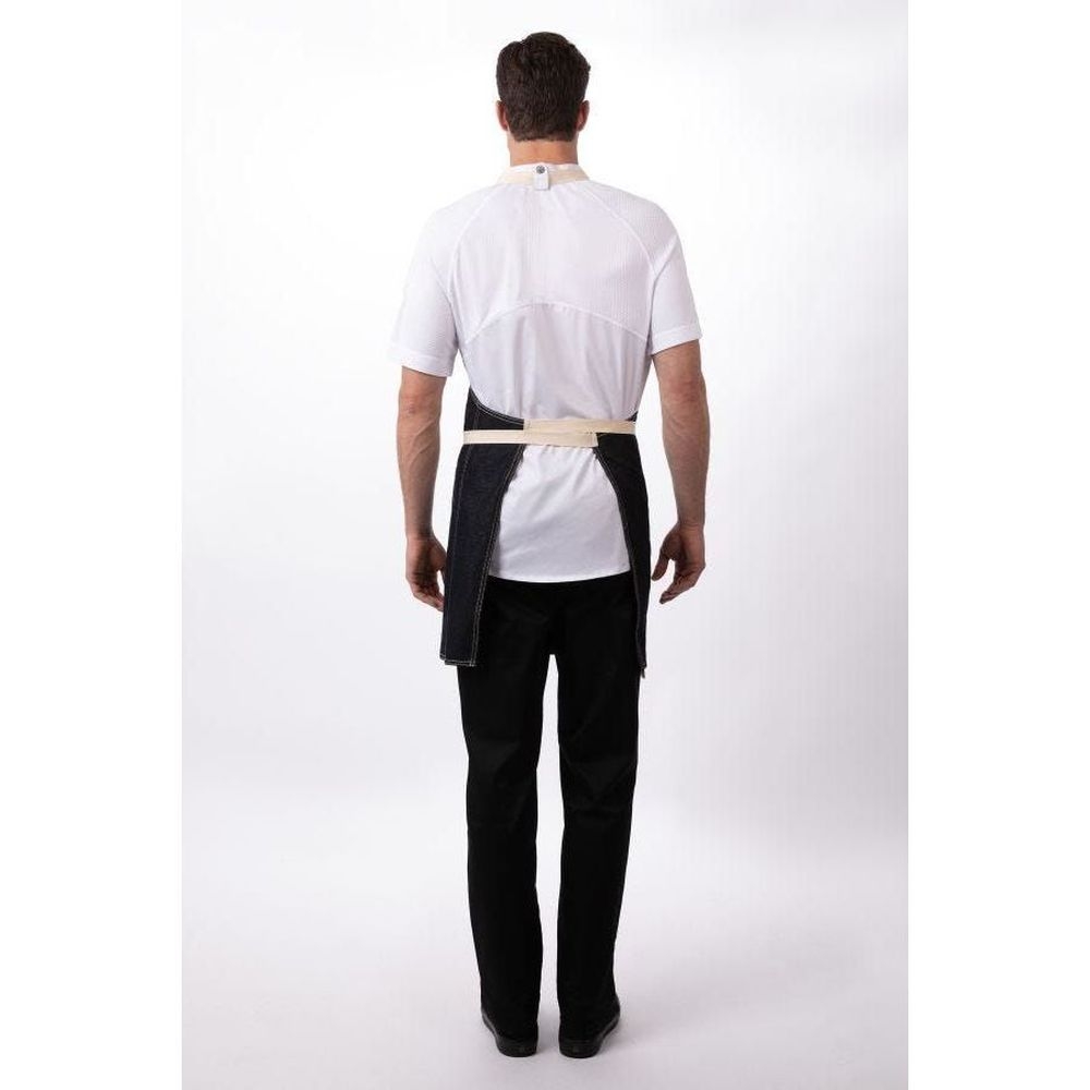 Chef Works Indigo Blue Ridgewood Bib Apron For Unisex, 31.5 Inch Long X 32.5 Inch Wide