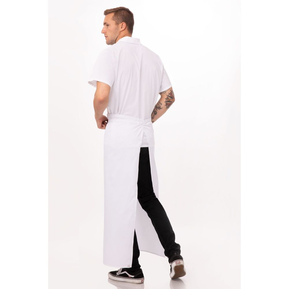 Chef Works White Full Length Chef Apron, 40 Inch Long X 39 Inch Wide