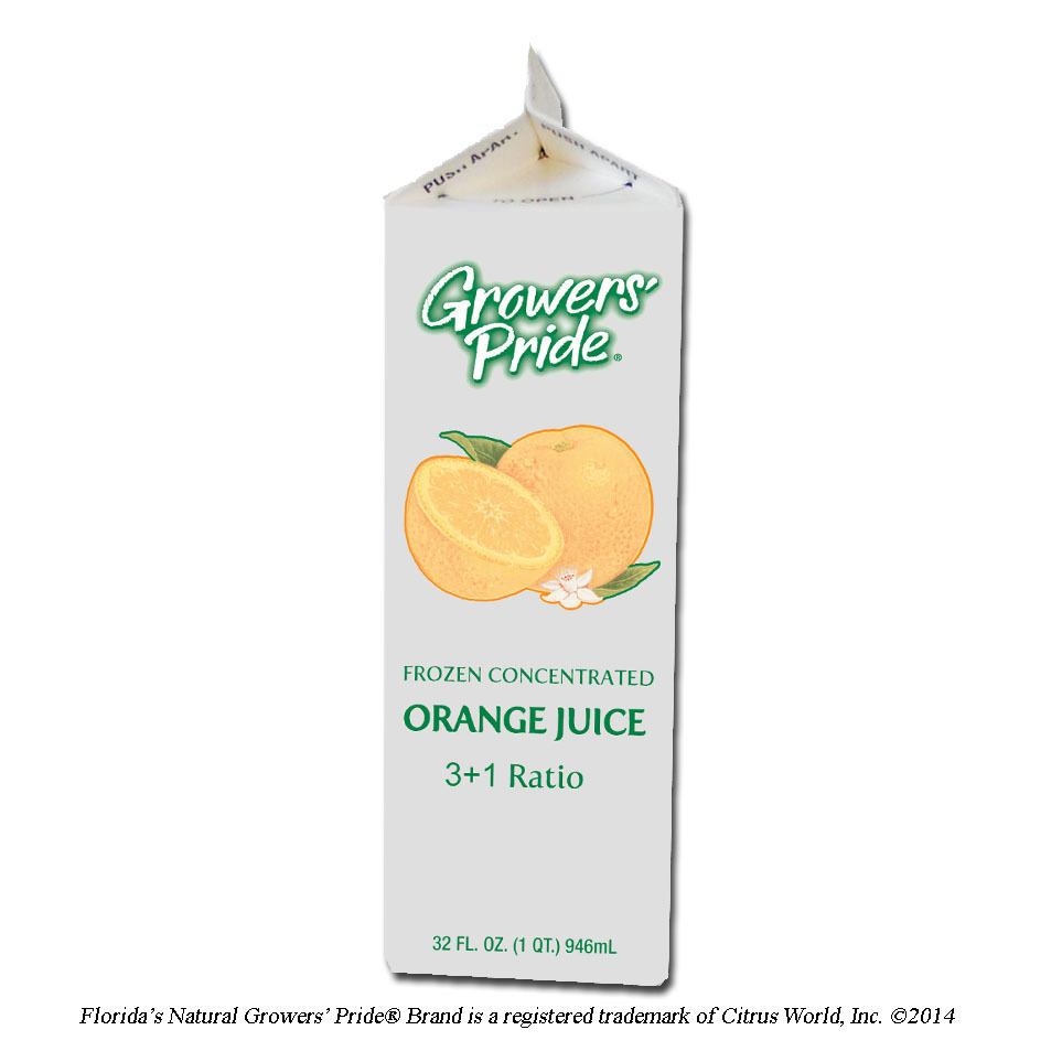 Growers Pride Orange Foodservice Label Only Juice, 32 ounce -- 12 per case