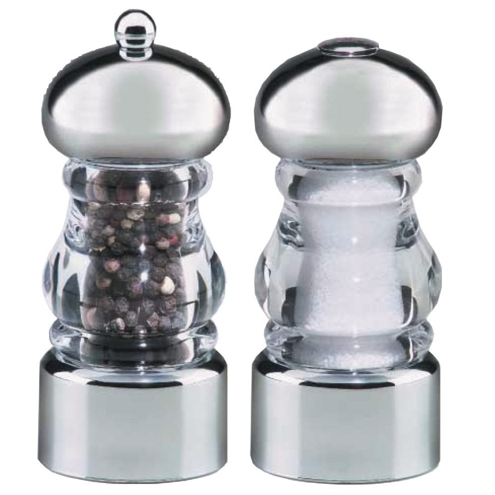 Chef Specialties Lori Acrylic And Chrome Finish Pepper Mill And Salt Shaker Set, 5.5 Inch