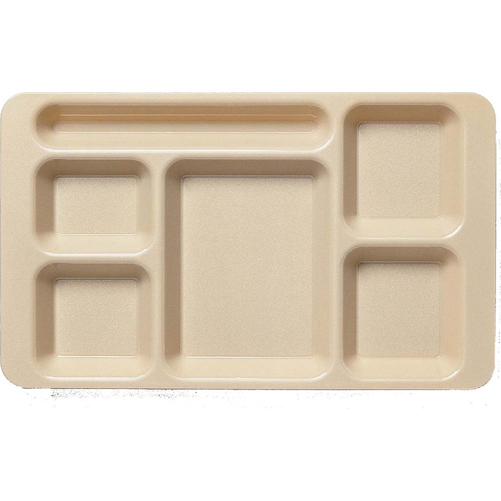 Cambro Black Camwear Polycarbonate 2 x 2 Compartment School Tray, 15 x 9 inch -- 24 per case.