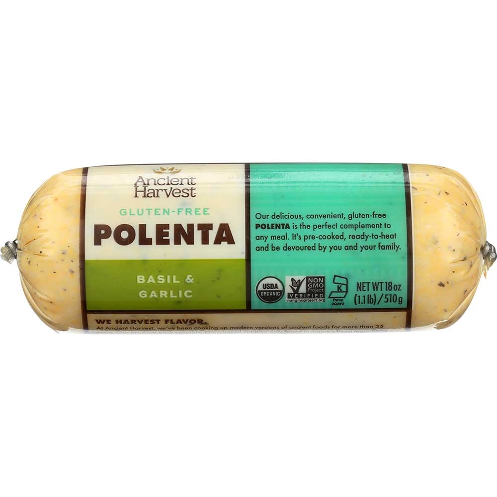 Food Merchants Organic Basil Garlic Polenta, 18 Ounce -- 12 per case.