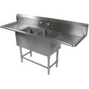 John Boos 16 Gauge Stainless Steel Two Bowl Sink with 24 inch Left and Right Drainboard, 99 1/4 x 29 1/2 inch.