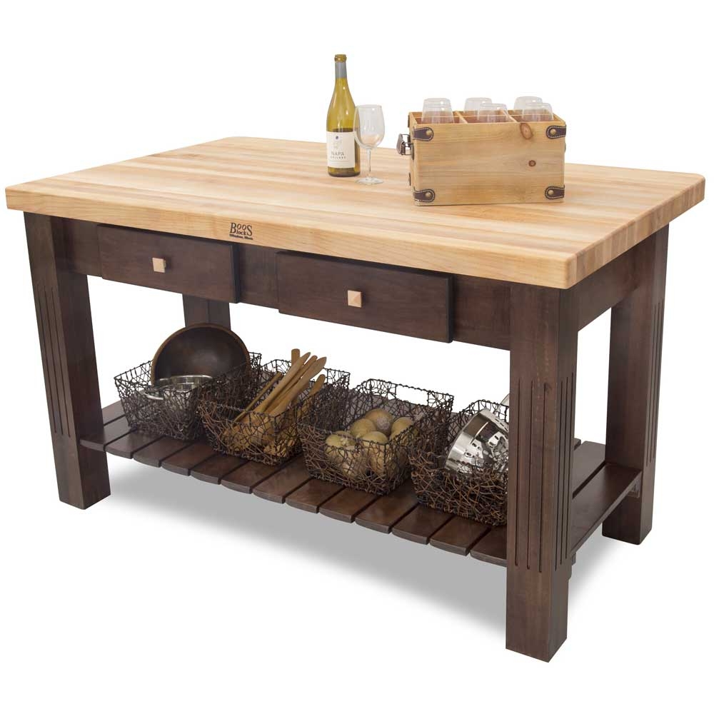 John Boos Grazzi Black Base Hard Maple Edge Grain Top Table, 60 X 28 X 2 1/4 Inch