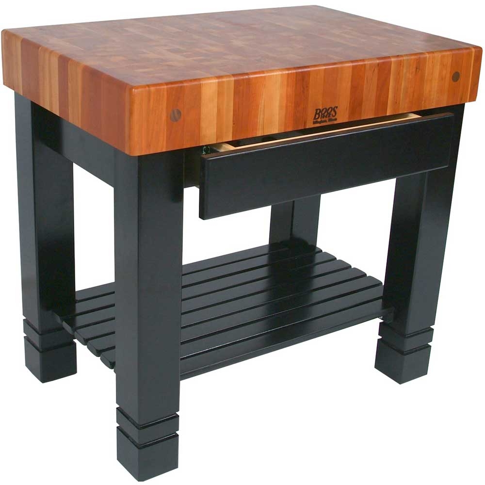 John Boos Cream Finish Cherry End Grain Bloc de Foyer Block Table, 36 x 24 x 5 inch.