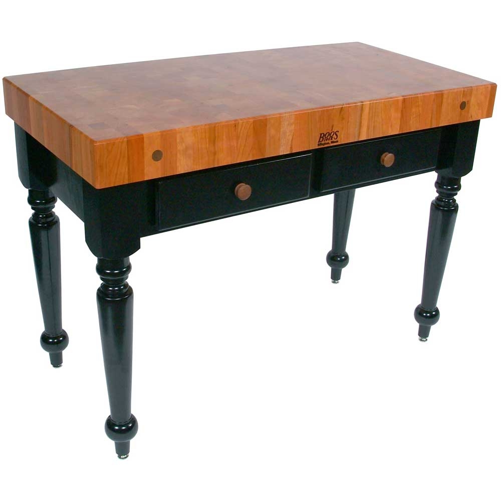 John Boos Cream Finish Cherry Le Rustica Table with Drawer, 30 x 24 x 4 inch.