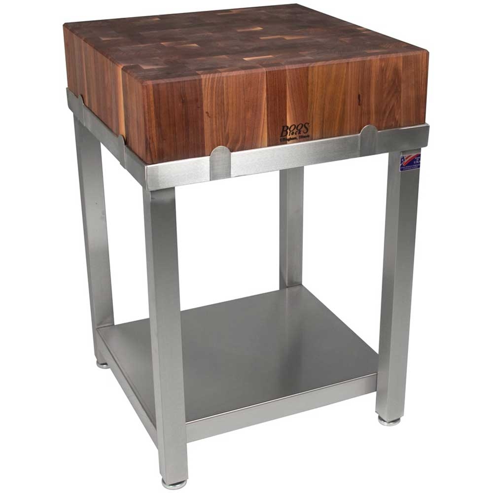 John Boos Cucina Laforza Cream Finish American Black Walnut Top Butcher Block, 24 X 24 X 6 Inch