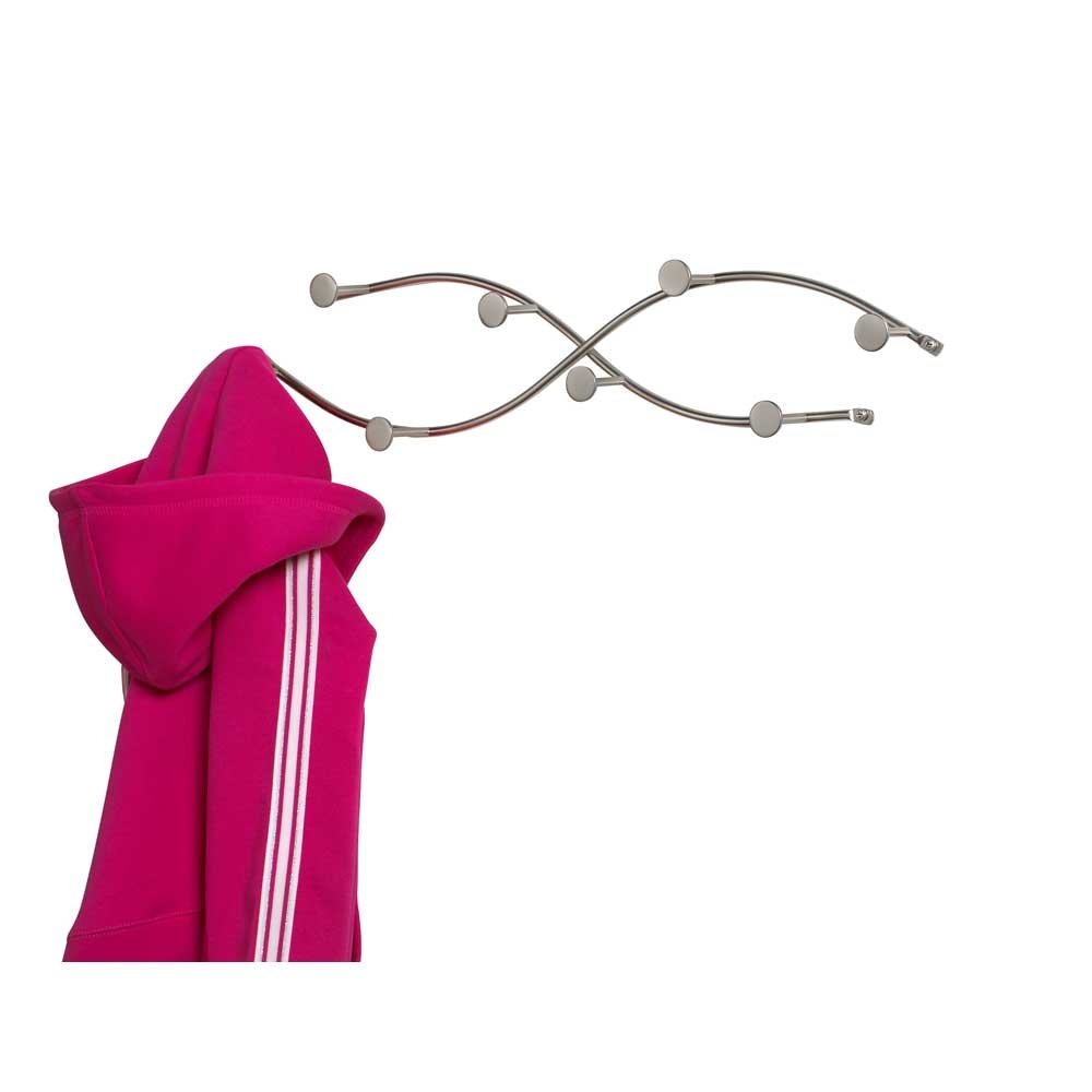 Spectrum Satin Nickel Sweep Wall Mount Double 8 Hook Rack With Screws, 4.5 X 2 X 22 Inch