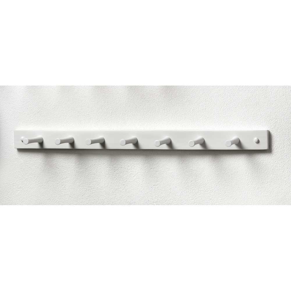 Spectrum White Wall Mount Seven Peg Wood Rack With Screws, 1.75 X 3.75 X 24 Inch