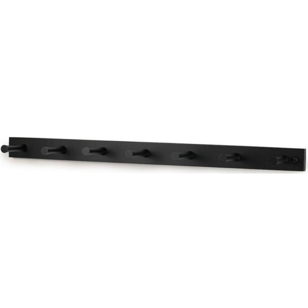 Spectrum Black Wall Mount Seven Peg Wood Rack With Screws, 1.75 X 3.75 X 24 Inch