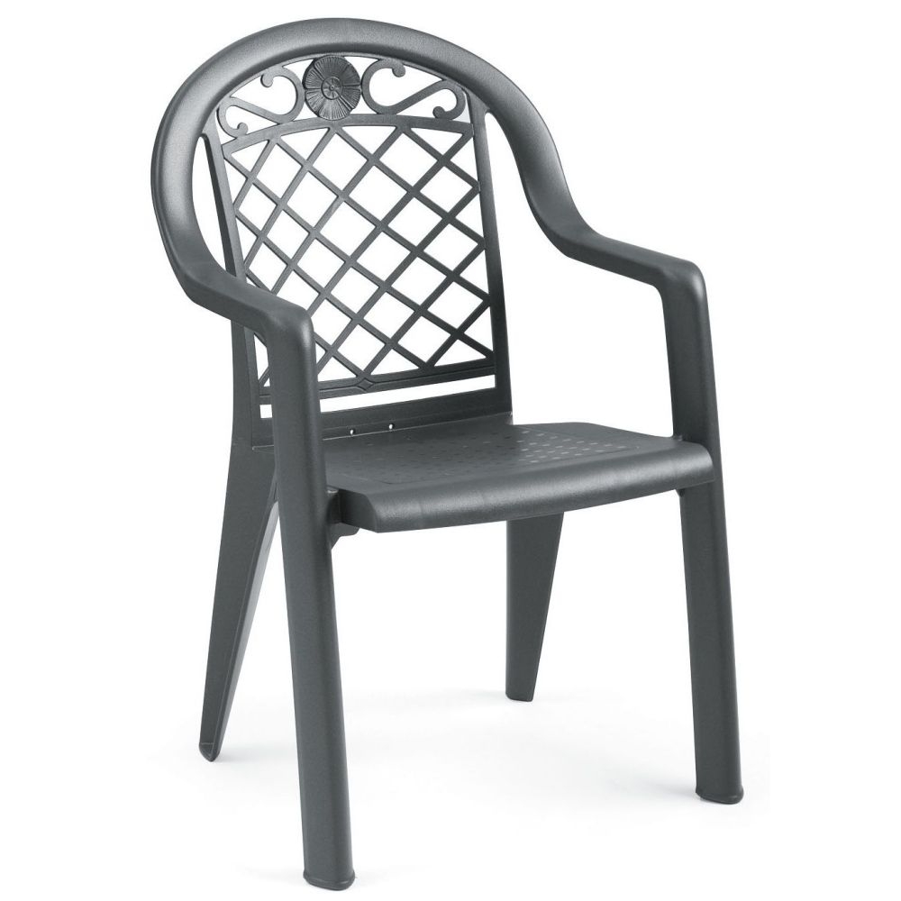 Grosfillex Savannah Charcoal Highback Stacking Armchair -- 20 per case.