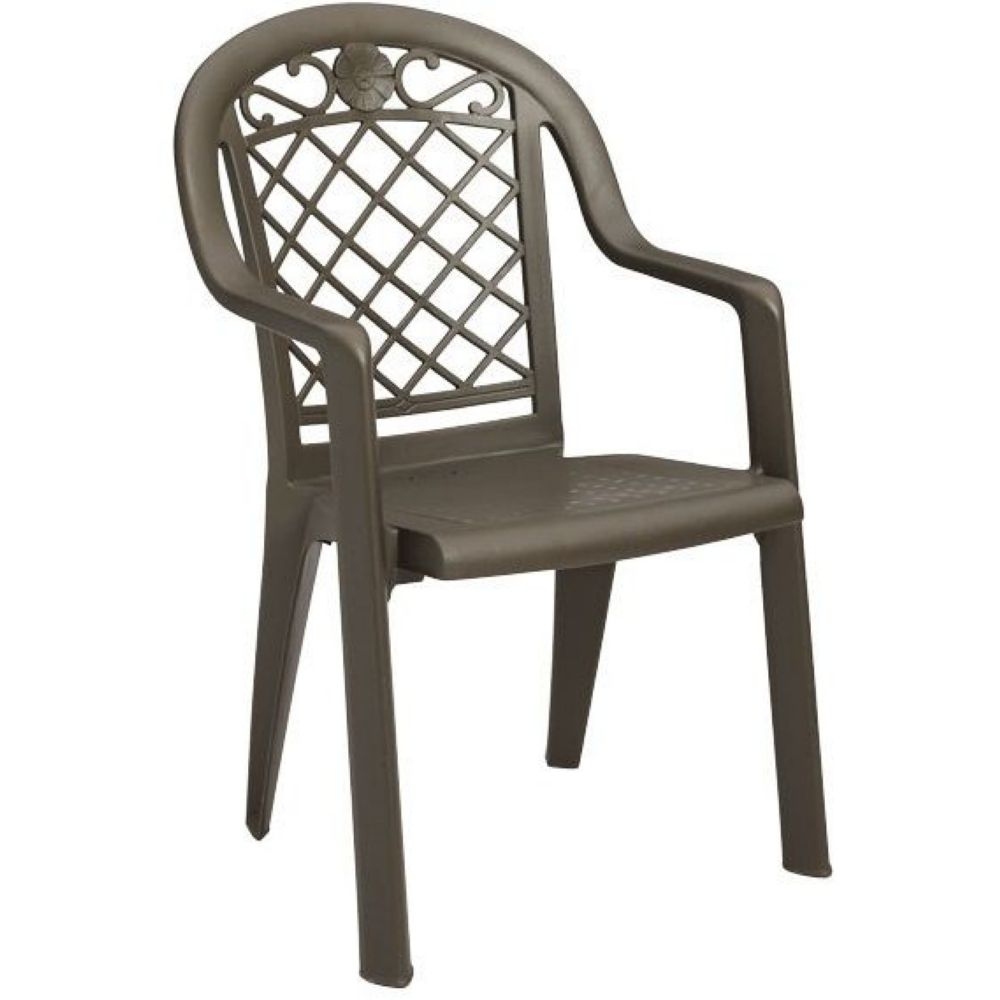 Grosfillex Savannah Bronze Mist Highback Stacking Armchair -- 20 per case.