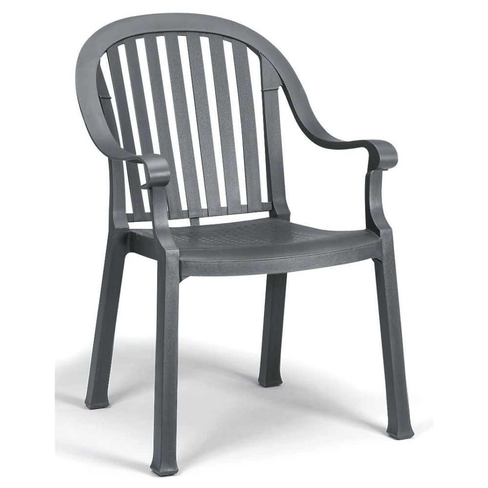 Grosfillex Colombo Charcoal Classic Stacking Dining Armchair -- 4 per case.