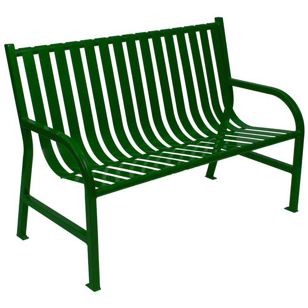 Witt Industries Green Oakley Slatted Metal Outdoor Bench, 48 x 34 x 24 inch.