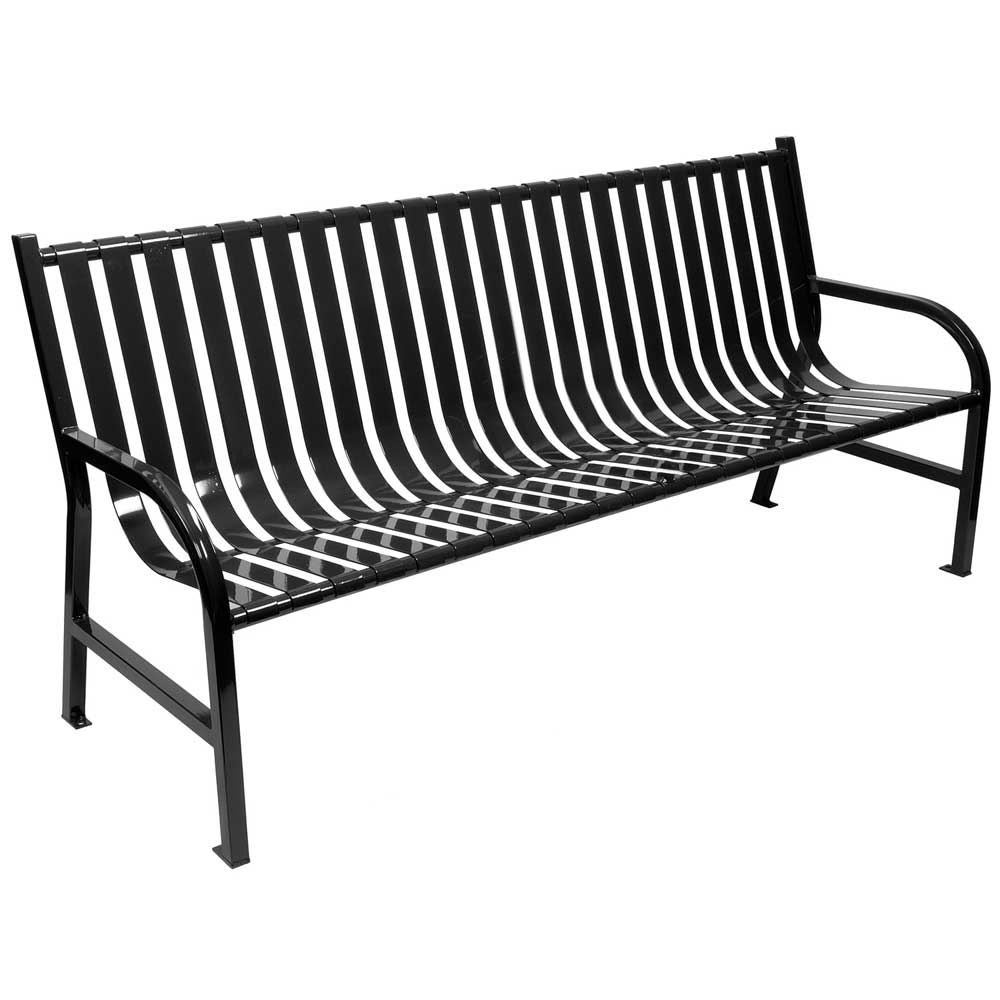 Witt Industries Black Oakley Slatted Metal Outdoor Bench, 72 x 34 x 24 inch.