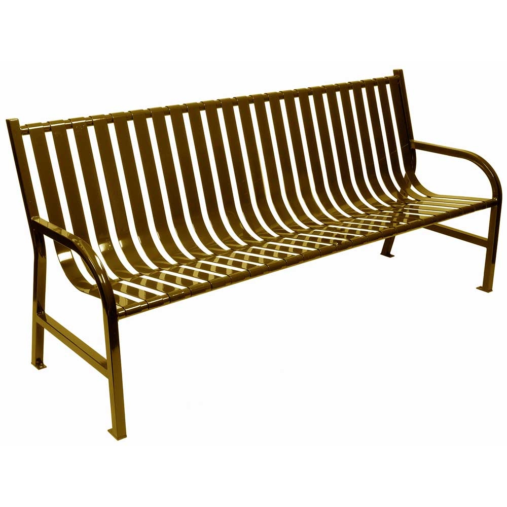 Witt Industries Brown Oakley Slatted Metal Outdoor Bench, 72 x 34 x 24 inch.